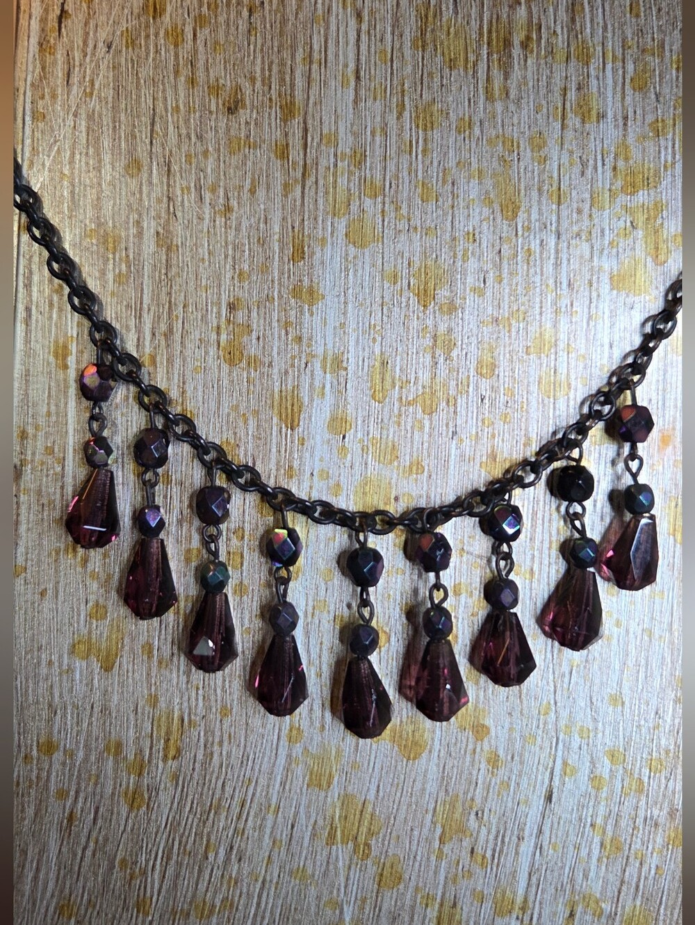 Plum Crystal Choker Necklace From France 16"